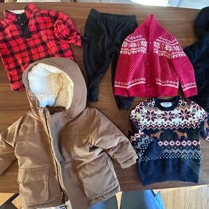18-24 month toddler boy clothing lot Old navy, carters winter sweater, coat